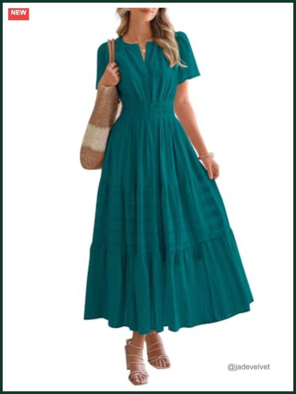 Womens Summer Maxi Dress Short Sleeve V Neck Tiered Ruffle Casual